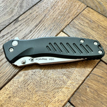 Load image into Gallery viewer, Spartan Blades SF3SW PALLAS Flipper 3.75&quot; Magnacut Stonewashed Plain Blade, Black Aluminum Handles
